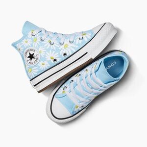 Converse All Star Daisy High Top Sneakers Kids US 4 Blue‎ Floral